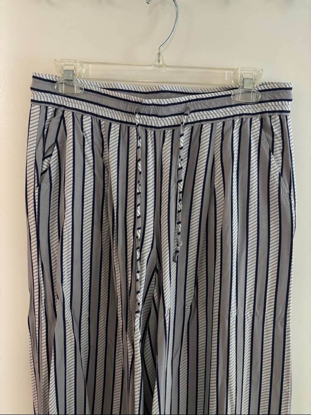 Jack Small Women’s Striped Drawstring Palazzo Pants - Blue, Gray & White